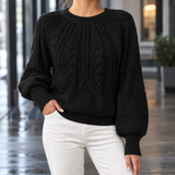 Henriette Cable Knit Sweater - Black