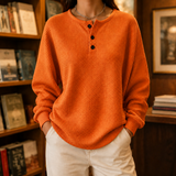 Nora Waffle Sweater - Orange