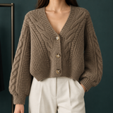 Pippa-Hope Cable Knit Cardigan - Khaki
