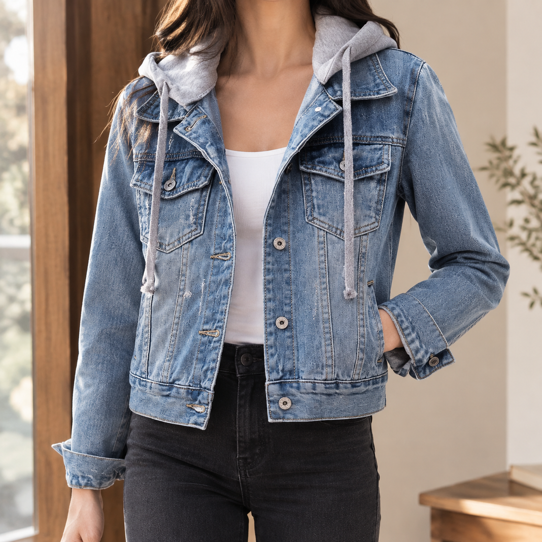 Jocasta Hooded Jacket - Light Blue
