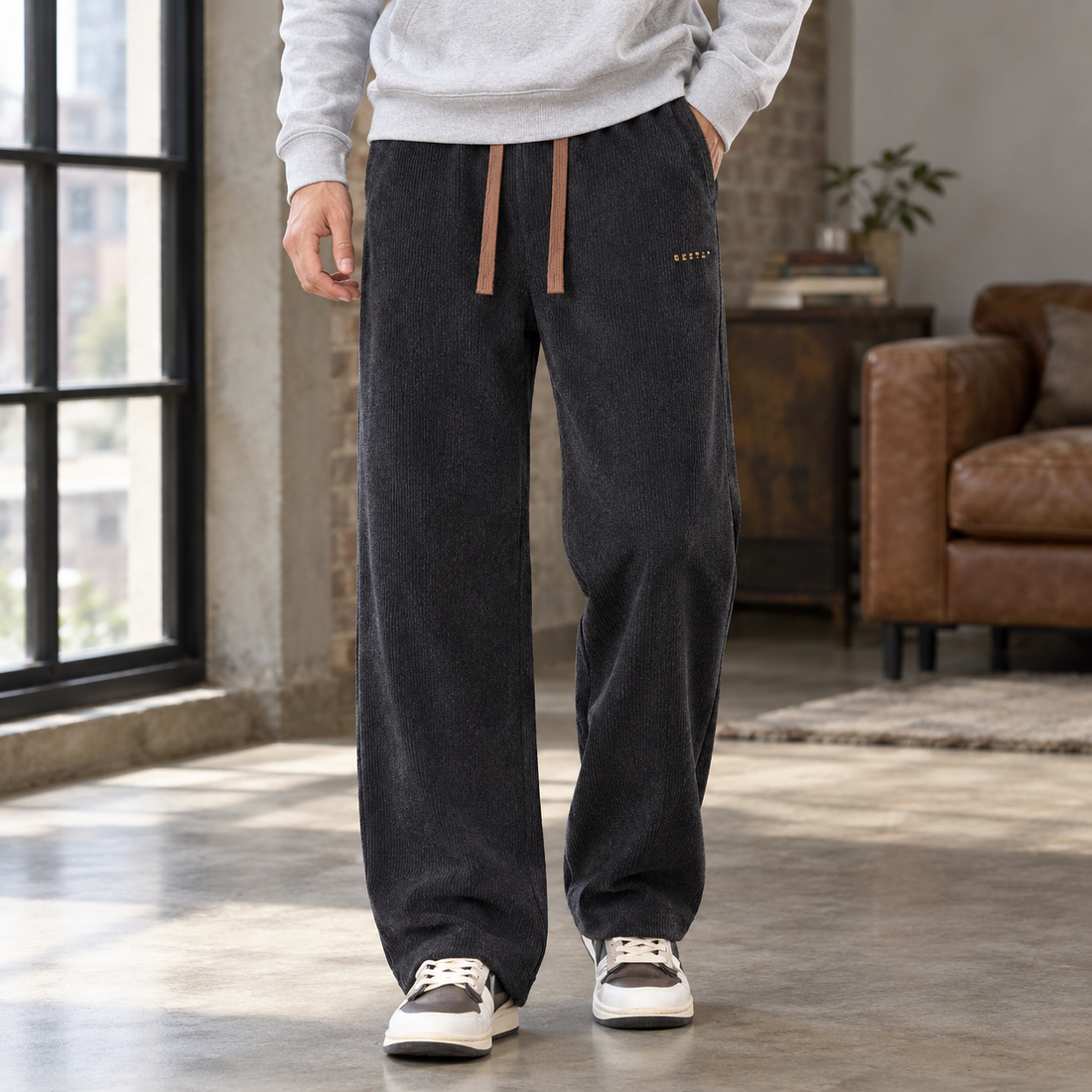 Gilles Straight Leg Pants - Black Lining