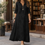Sasha Embroidered Maxi Dress - Black