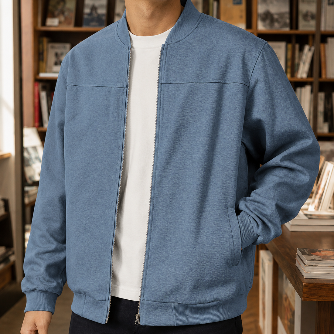 Alaric Bomber Jacket - Light Blue