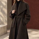 Jade Belted Wool Coat - Dark Coffee