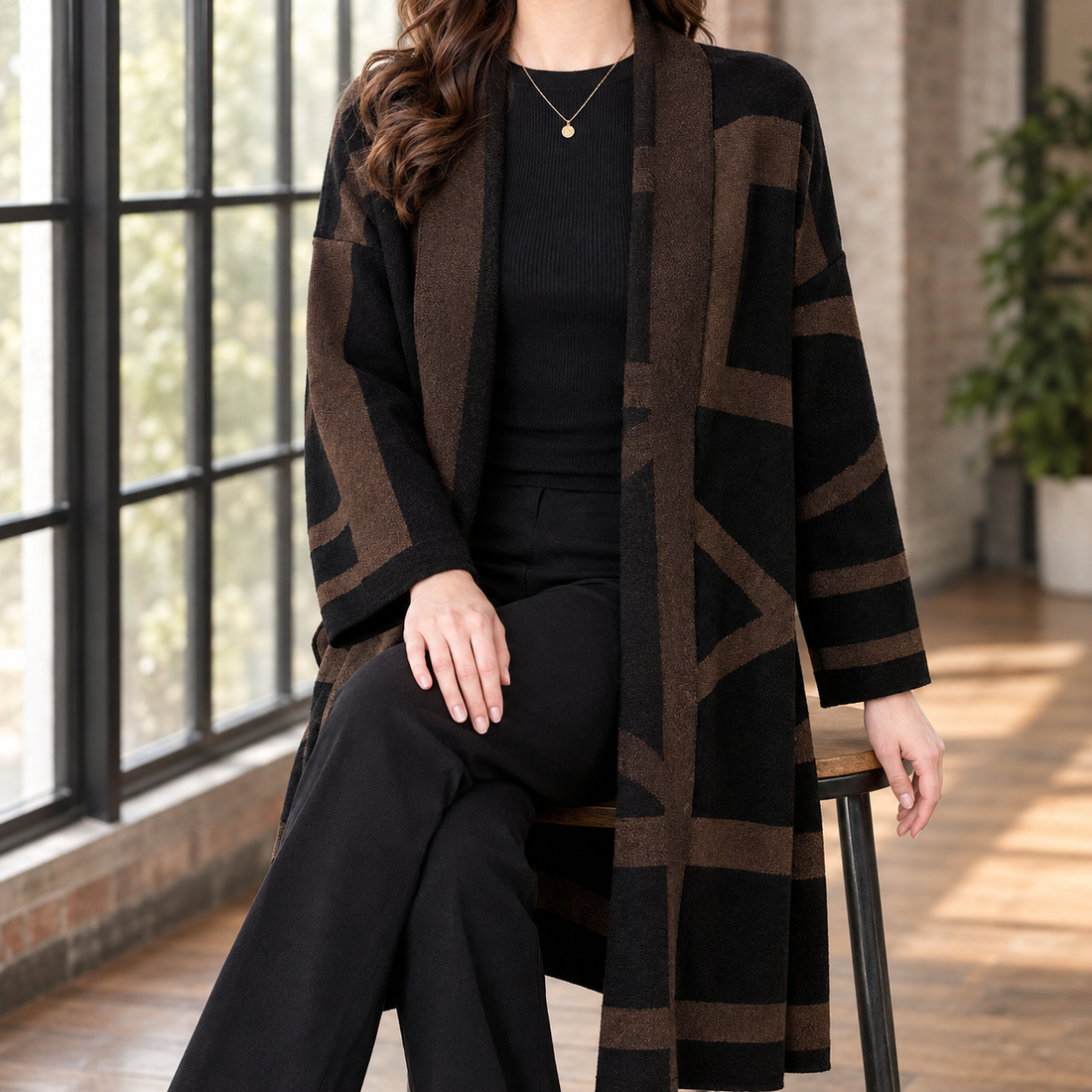 Bronwen Geometric Cardigan - Black