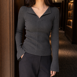 Violet V-Neck Top - Gray