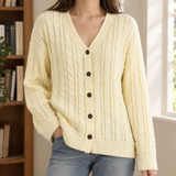 Wendy-Elise Cable Knit Cardigan - Yellow