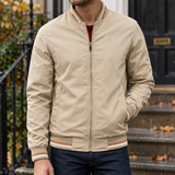 Armand-James Striped Bomber Jacket - Khaki