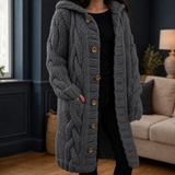 Bethany Cable Knit Cardigan - Dark Gray
