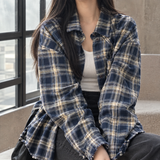 Ariane Plaid Overshirt - Navy Blue Plaid