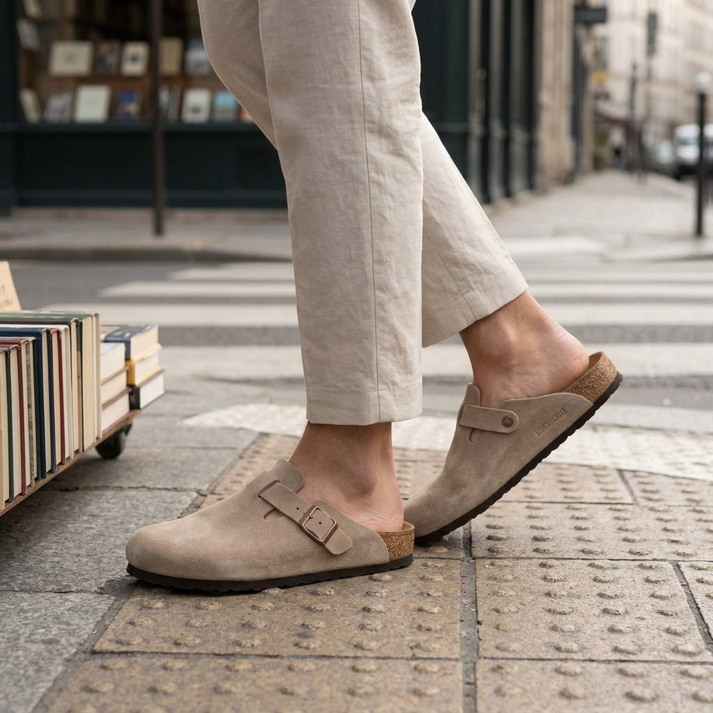 Dario Suede Buckle Mules - Beige