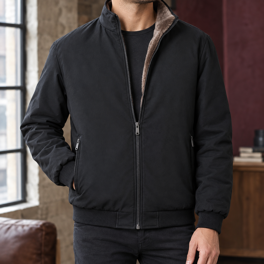Malcolm Stand Collar Jacket - Black