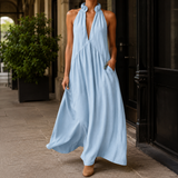 Maia Halter Maxi Dress - Soft Sky Blue