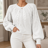 Mackenzie Cable Knit Sweater - White