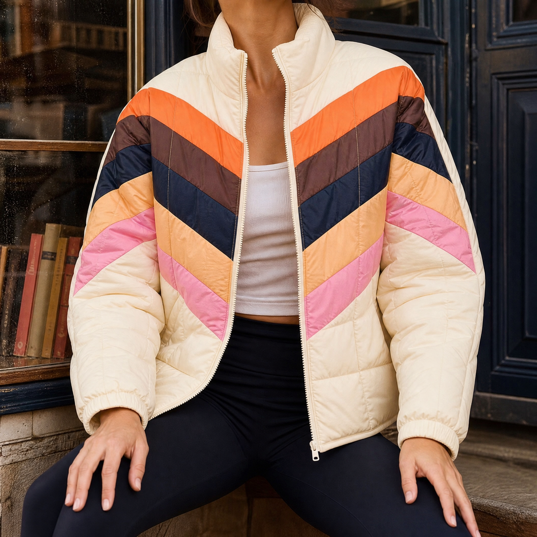 Magdalena Color Block Jacket - Apricot