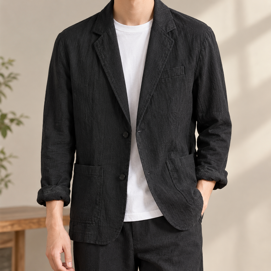 Armel Cotton Blazer - Black