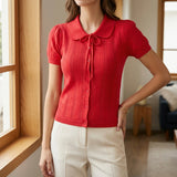 Giulia Pointelle Cardigan - Red