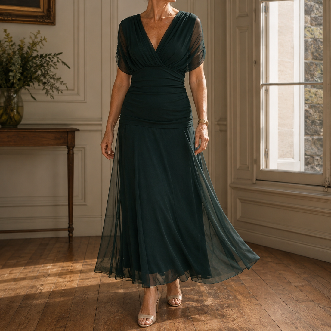 Lydia-Hope Wrap Maxi Dress - Dark Green