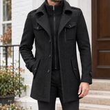 Evan Double Collar Coat - Black