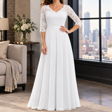Joanna Lace Maxi Dress - Three-quarter White