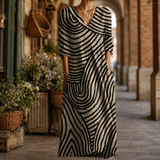 Lorelei Abstract Maxi Dress - Black And Beige