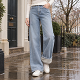 Arletta-Lane Fleece-Lined Jeans - Light Blue