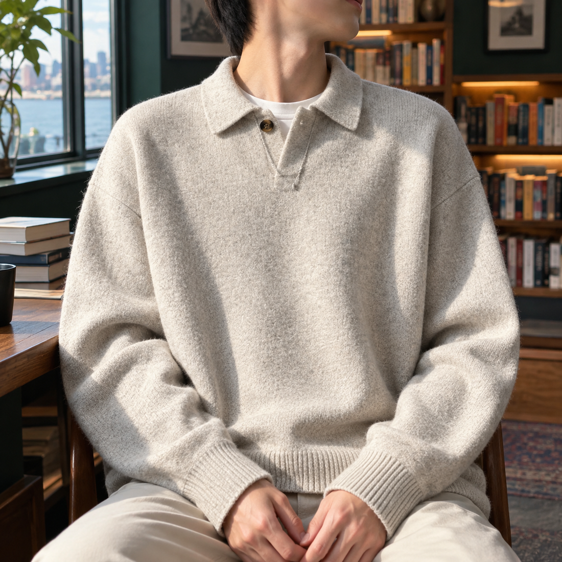 Havelock Collared Sweater - Apricot