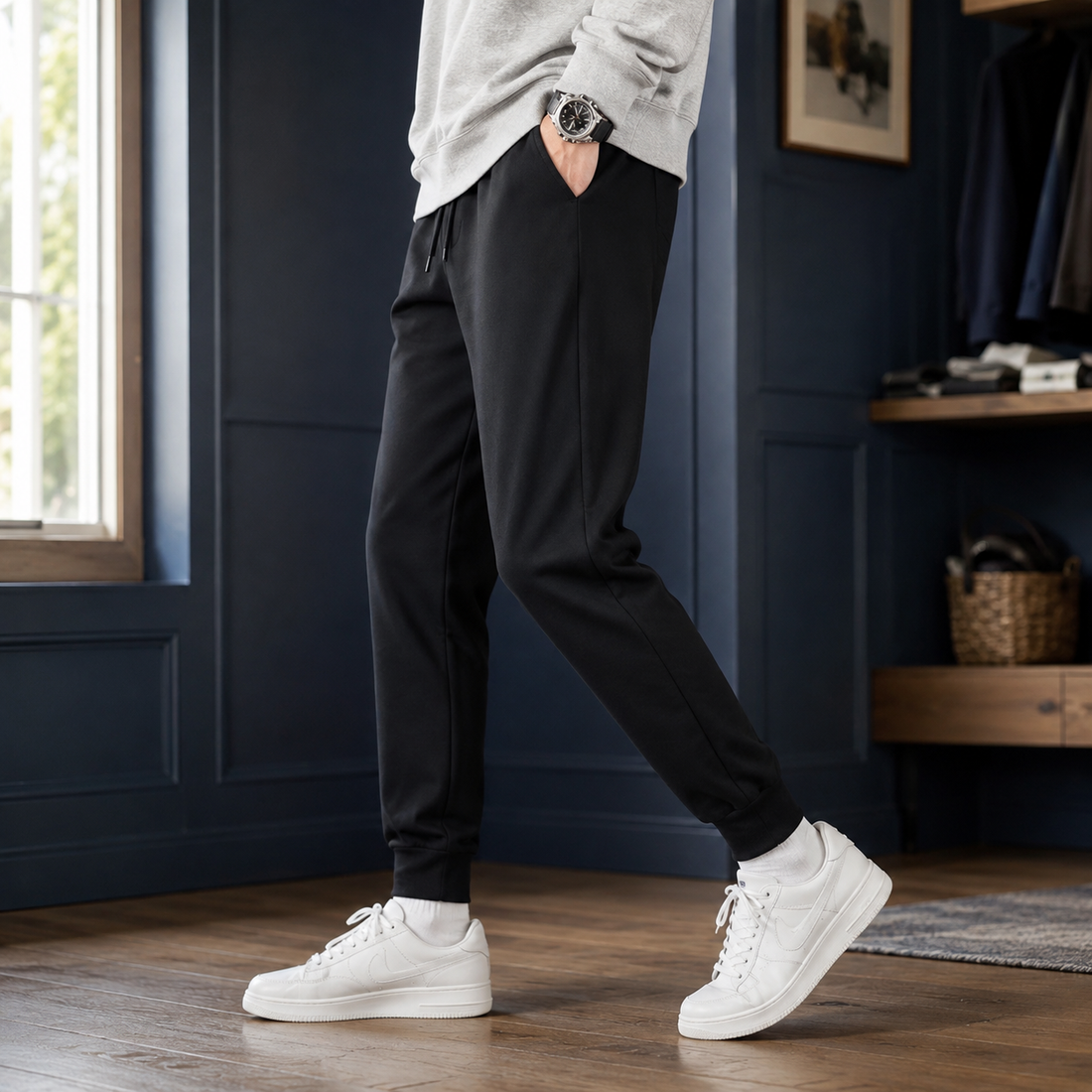 Ancel Tapered Joggers - Black