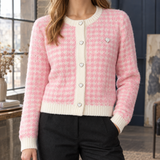 Alina-Rose Houndstooth Cardigan - Powder