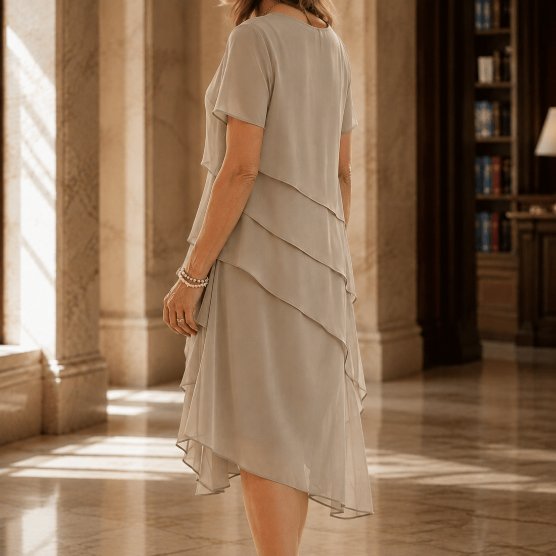 Portia Cascade Dress - Lead Alternate View
