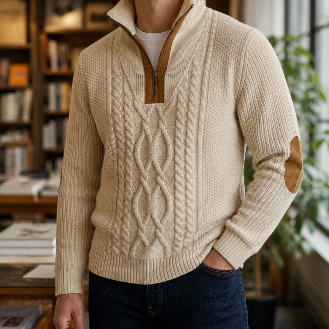 Alec Cable Knit Sweater - Lead Product Detail