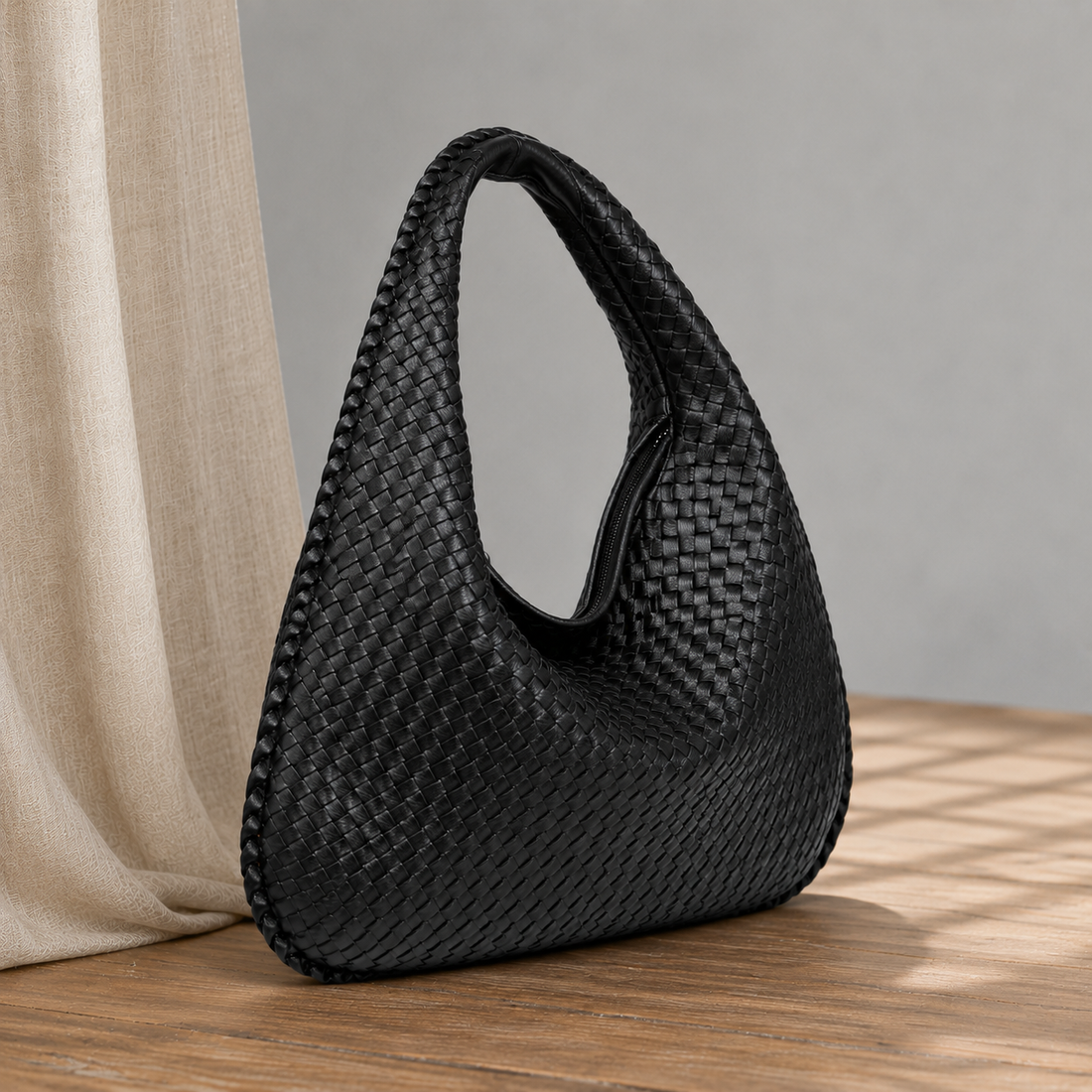 Dalmasso Woven Hobo Bag - Lead Alternate View