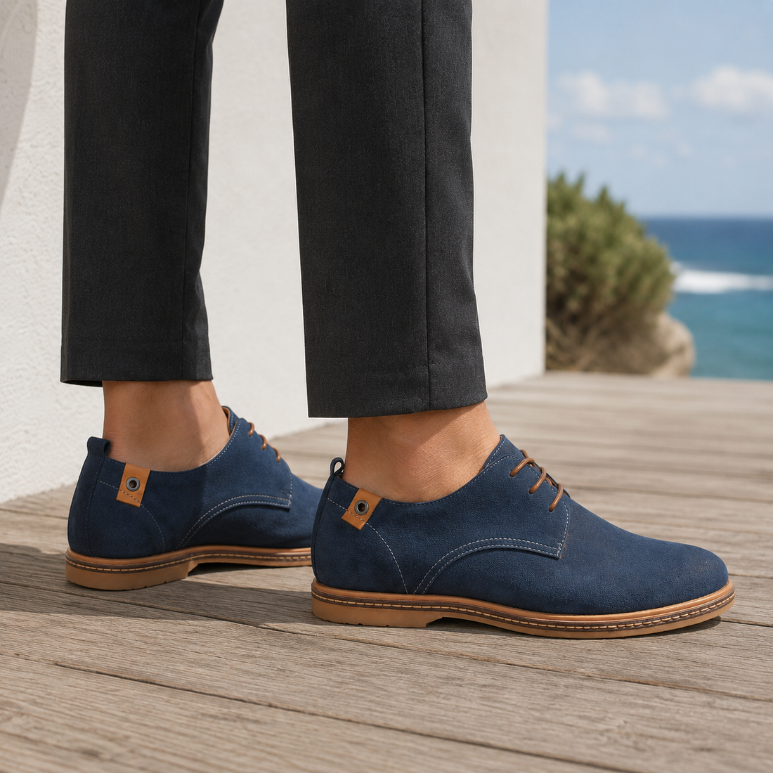 Santoro Suede Derby Shoes - Lead Alternate View