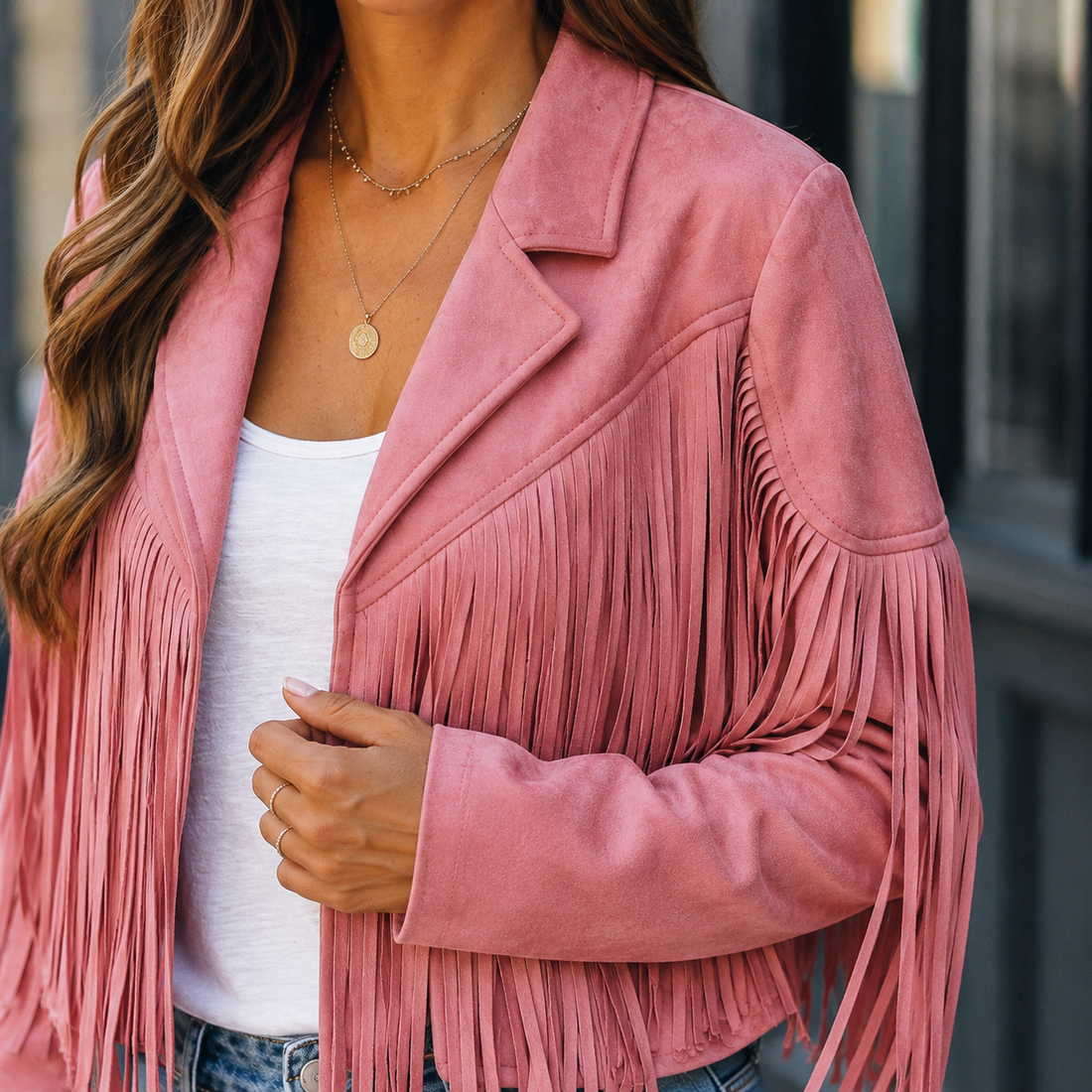 Giselle-Grace Fringe Jacket - Lead Product Detail