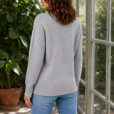 Brigitte Heart Button Sweater - Lead Alternate View