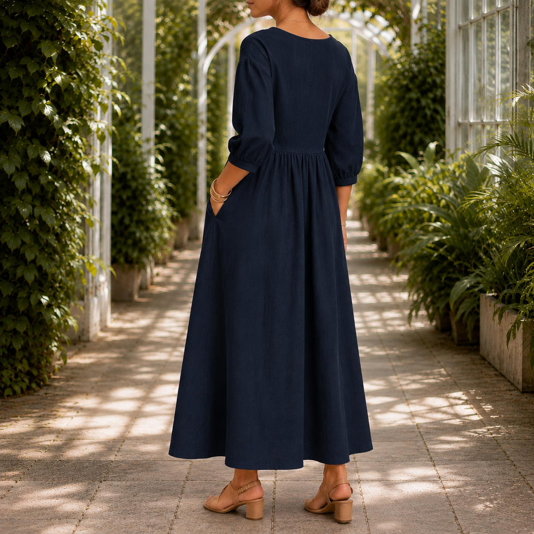 Rosalie Gathered Maxi Dress - Lead Alternate View