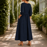 Rosalie Gathered Maxi Dress - Lead Alternate View