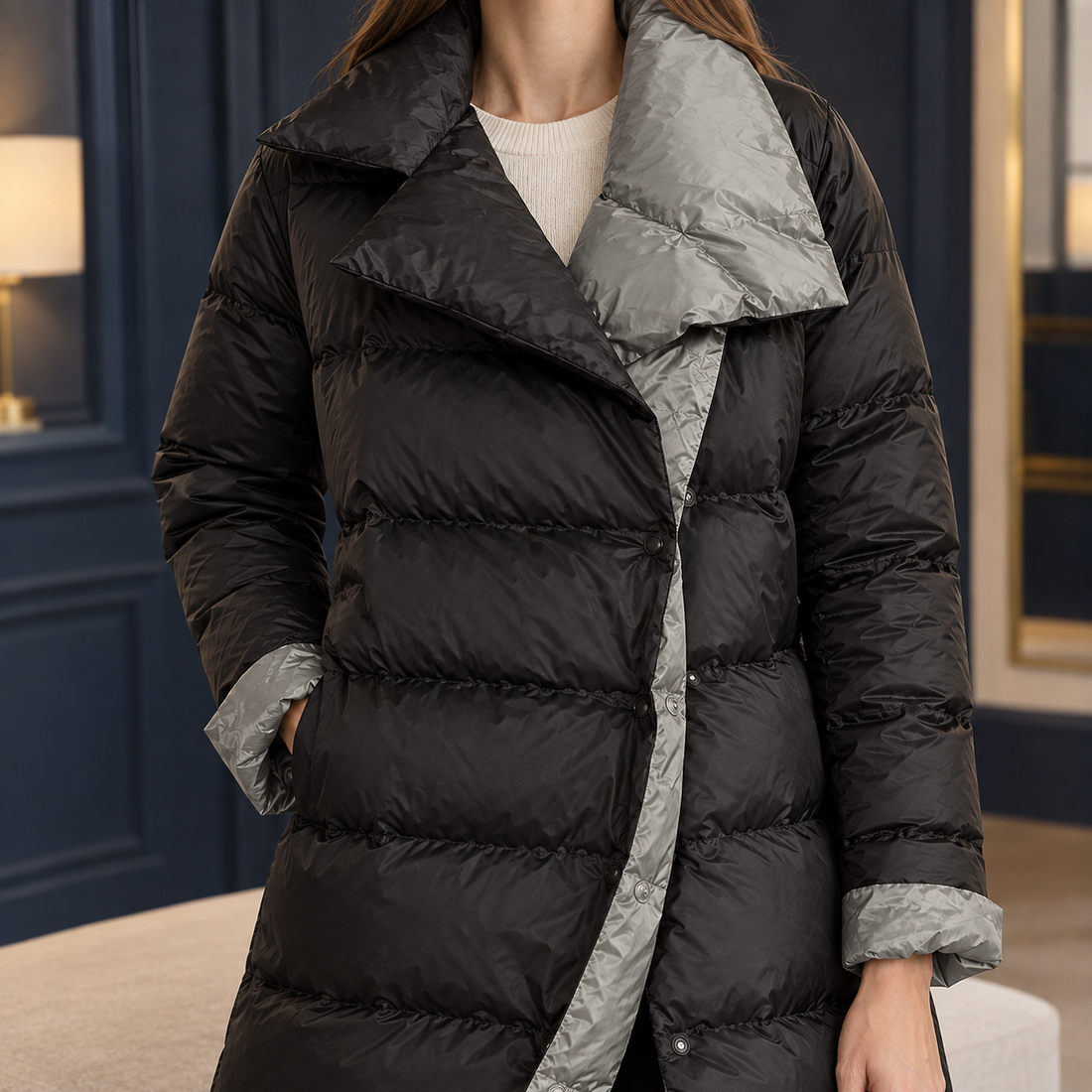 Quinn Reversible Down Coat - Lead Product Detail