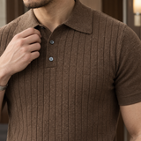 Eamon Ribbed Knit Polo - Lead Product Detail