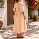 Giselle Striped Midi Dress - Lead Alternate View