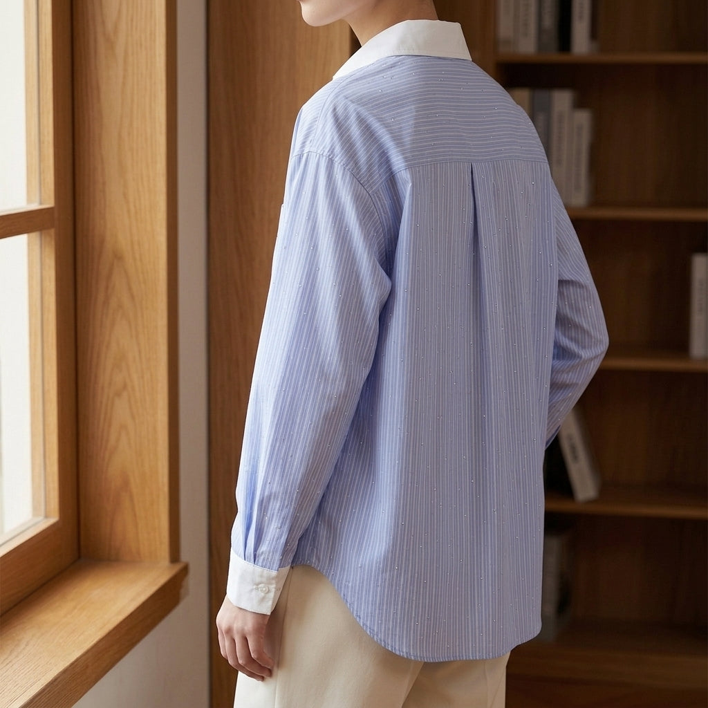 Willa Contrast Collar Shirt - Lead Alternate View