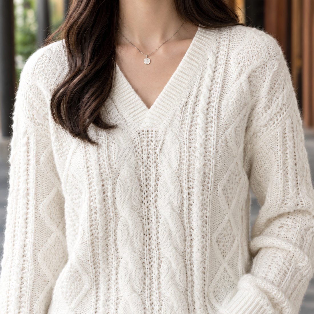 Anouska-Grace Cable Knit Sweater - Lead Product Detail
