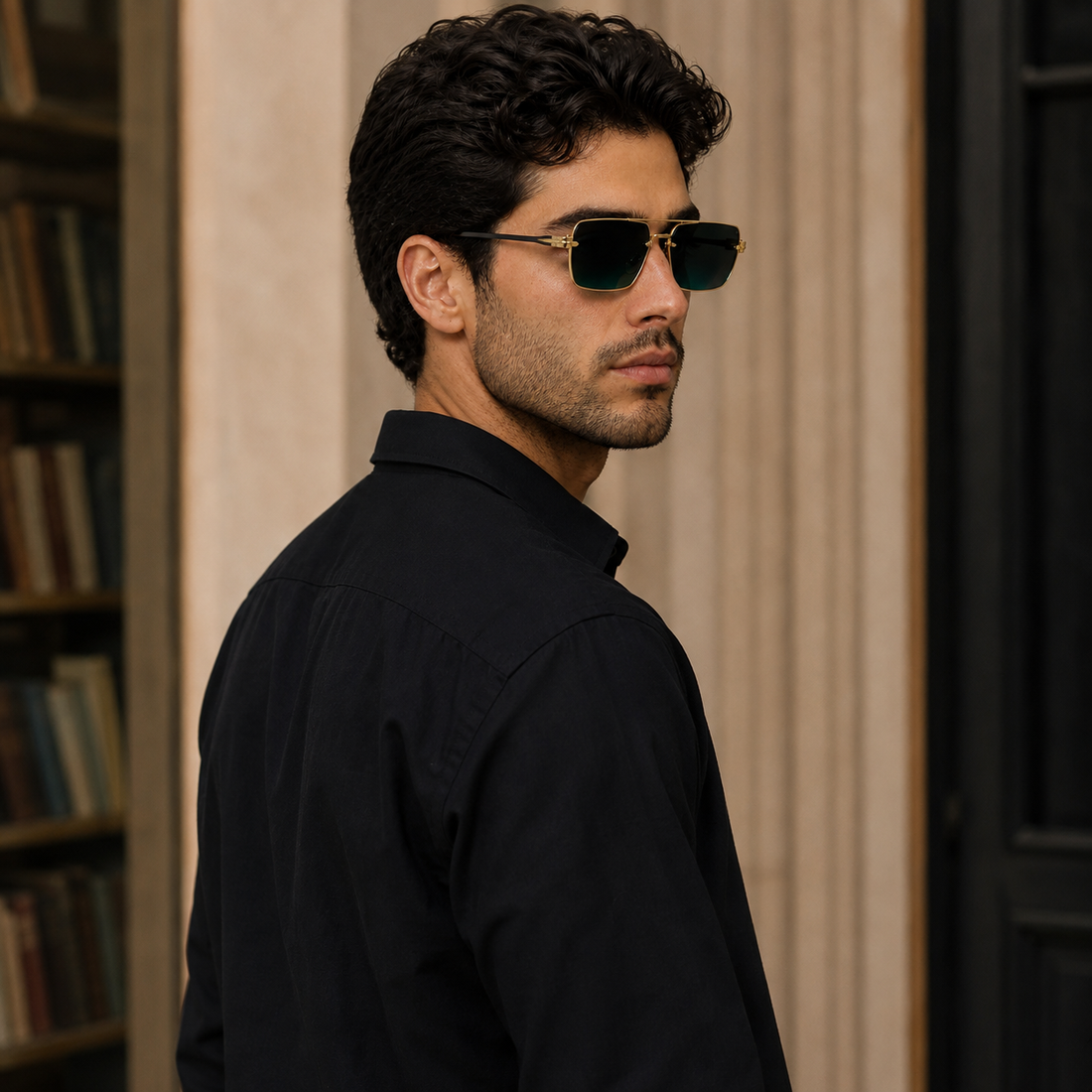 Mateo Rimless Sunglasses - Lead Alternate View