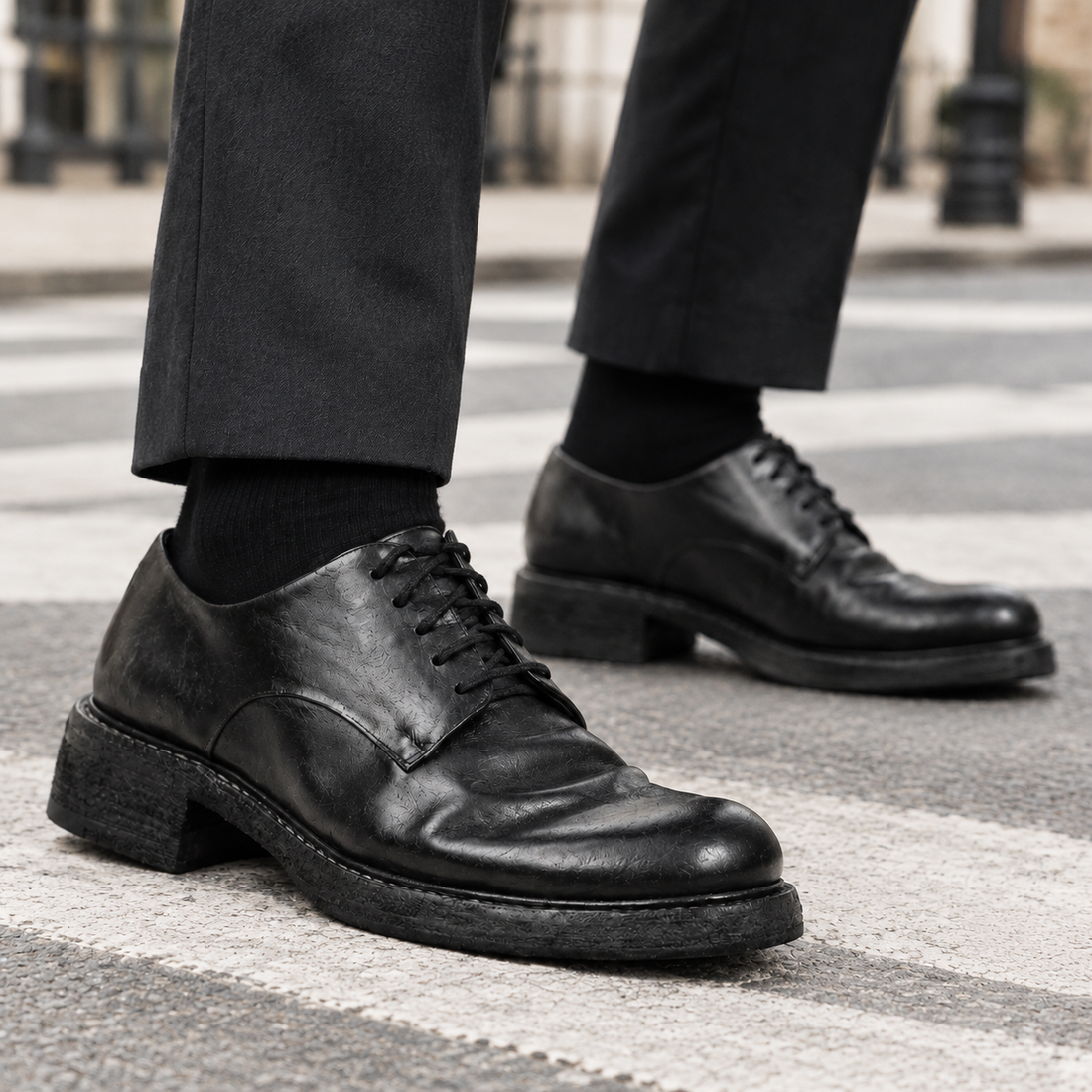 Alberti Leather Derby Shoes - Lead Product Detail