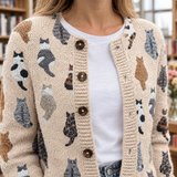 Mina-Grace Cat Print Cardigan - Lead Product Detail