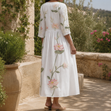Willa Embroidered Midi Dress - Lead Alternate View
