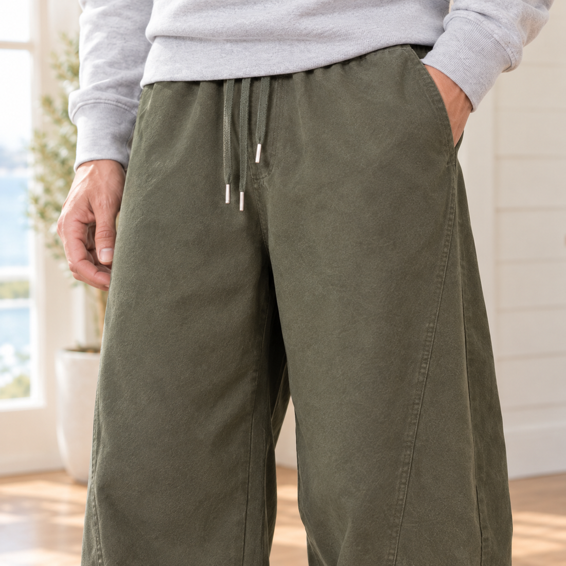 Joshua Curved Leg Pants - Lead Product Detail