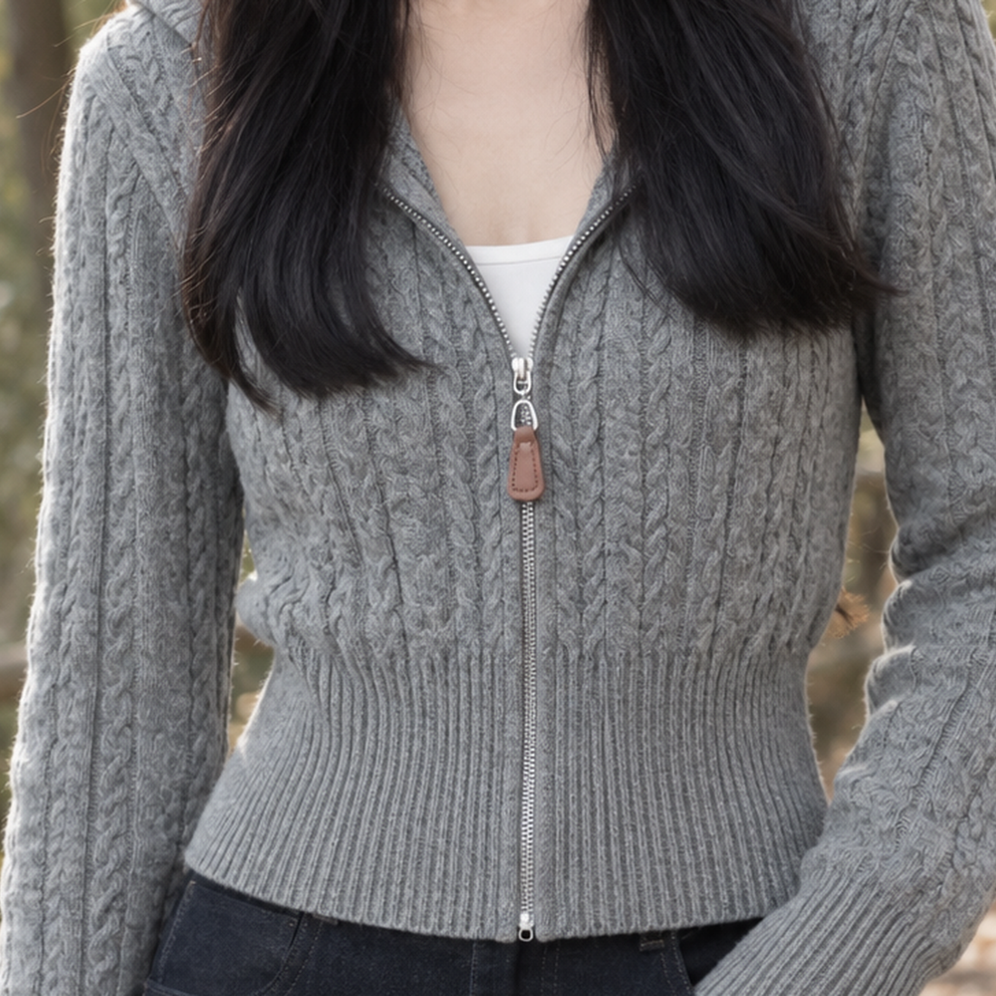 Estelle-Belle Cable Knit Cardigan - Lead Product Detail