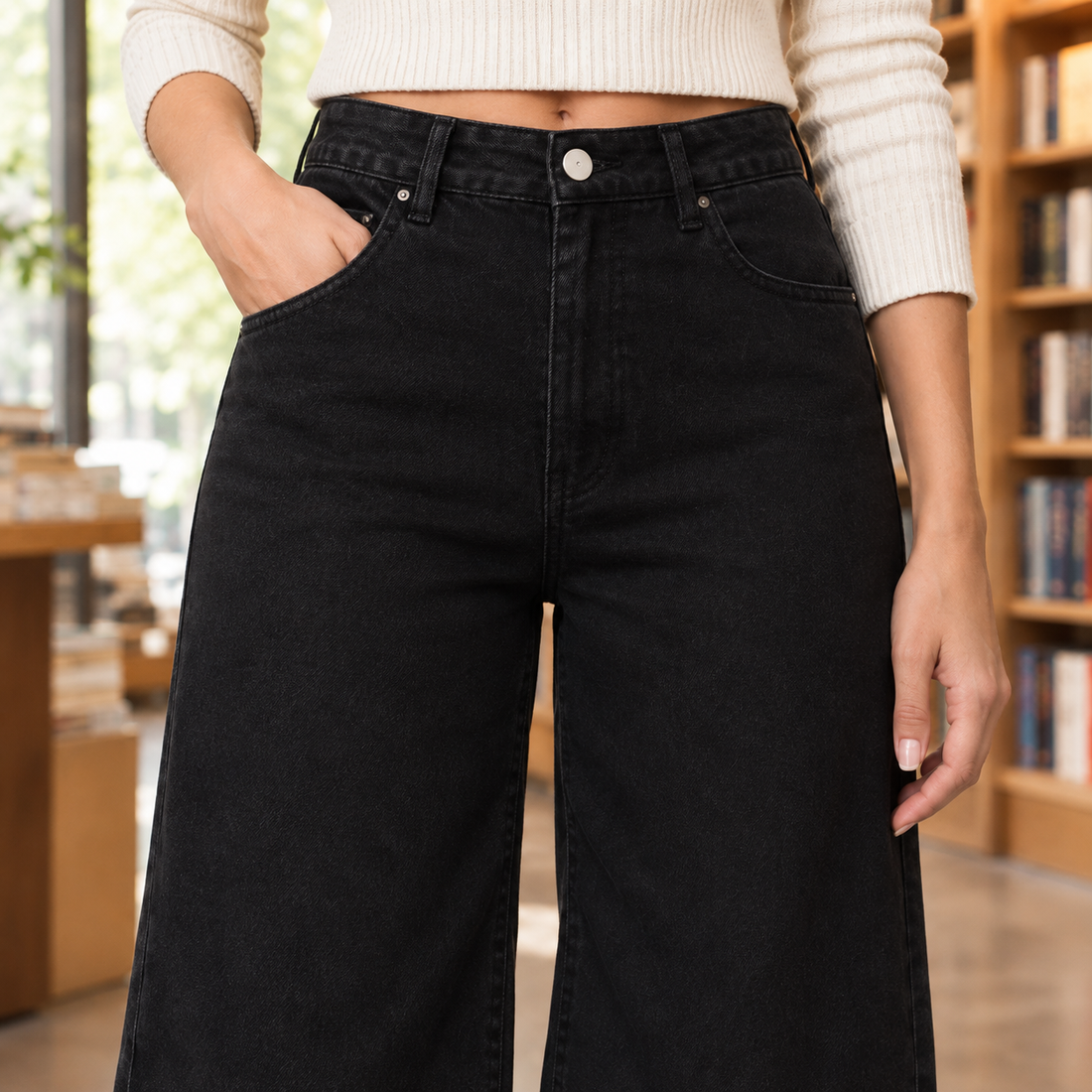Leila Wide Leg Jeans - Lead Product Detail