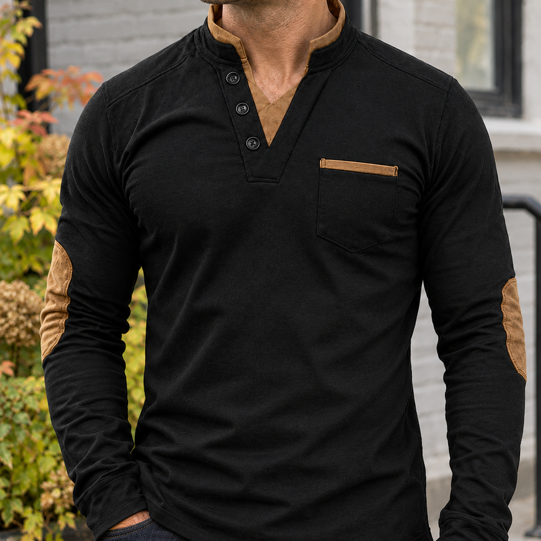 Dominic Contrast Henley - Lead Product Detail